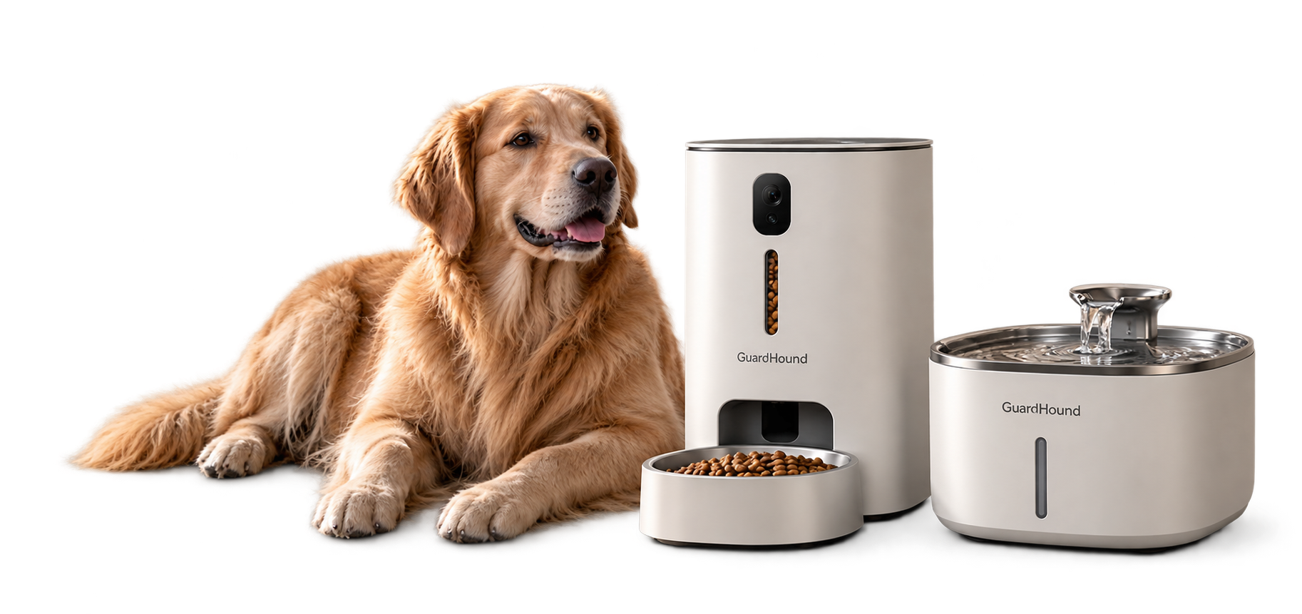 GuardHound 智能喂食器、智能饮水机与金毛犬