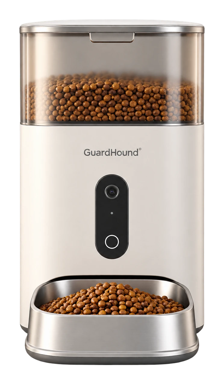 GuardHound 智能喂食器，不锈钢食盆与双料仓