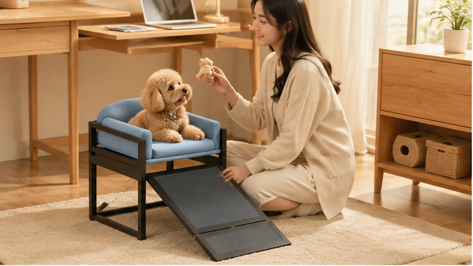 狗爬梯宠物沙发 · 客厅晨光场景 · GuardHound DOG