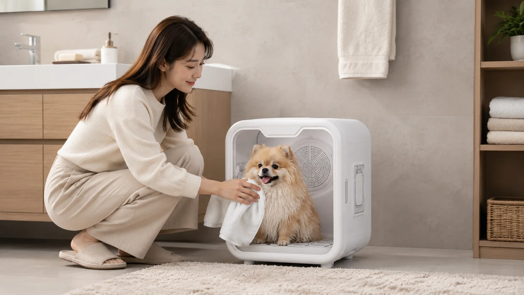 GuardHound 智能宠物烘干箱 · 午后萨摩耶的舒适护理 · GuardHound DOG
