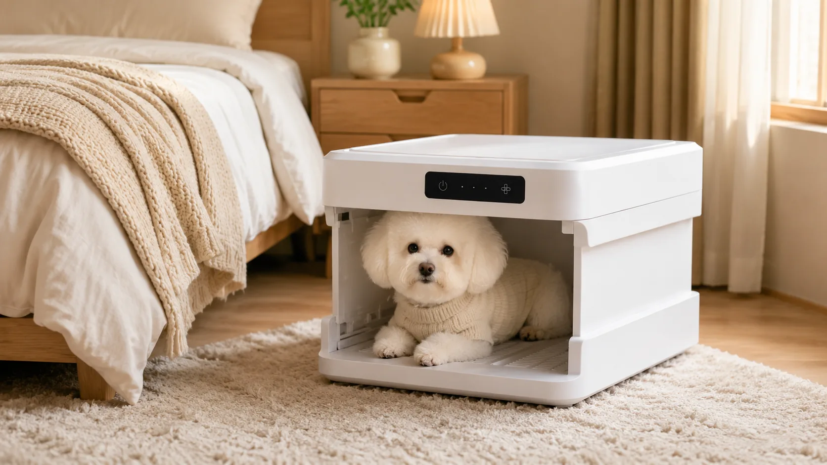 GuardHound 智能宠物烘干箱 · 午后客厅的静谧烘干 · GuardHound DOG
