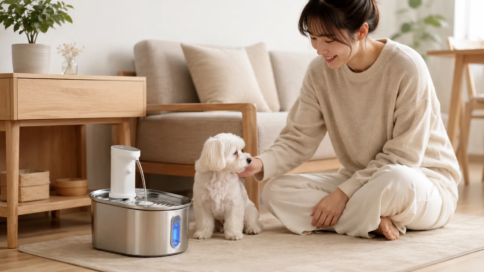 GuardHound不锈钢智能循环饮水机 · 午后客厅，德牧休憩 · GuardHound DOG
