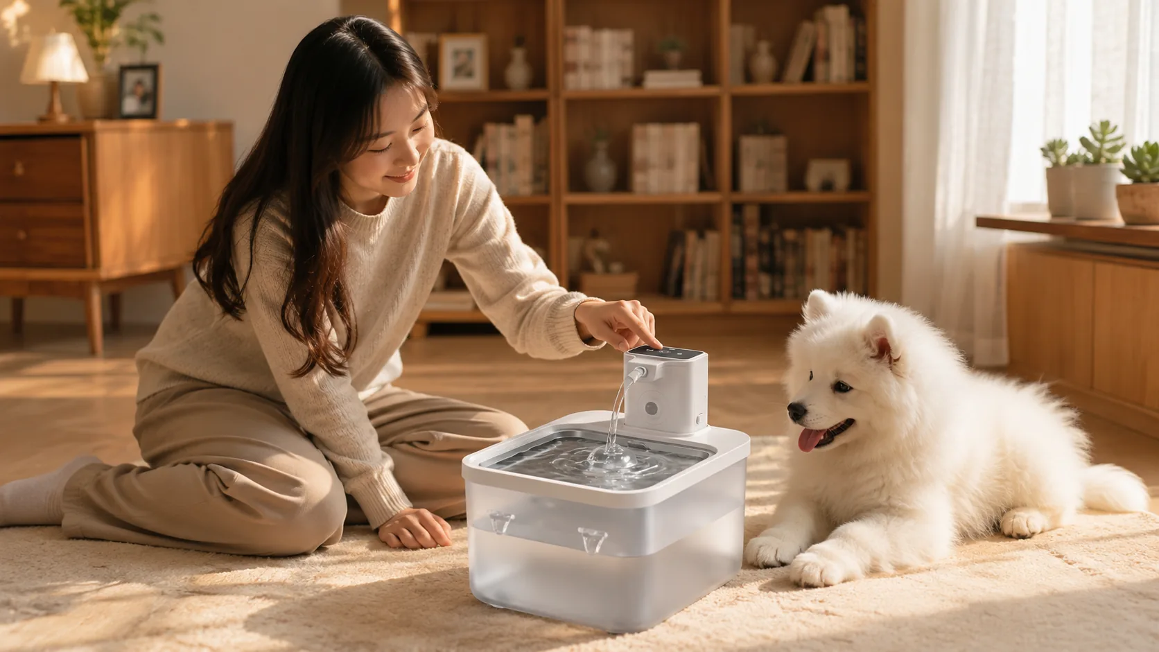 GuardHound 智能循环活水饮水机 · 午后客厅落地窗边的悠闲 · GuardHound DOG