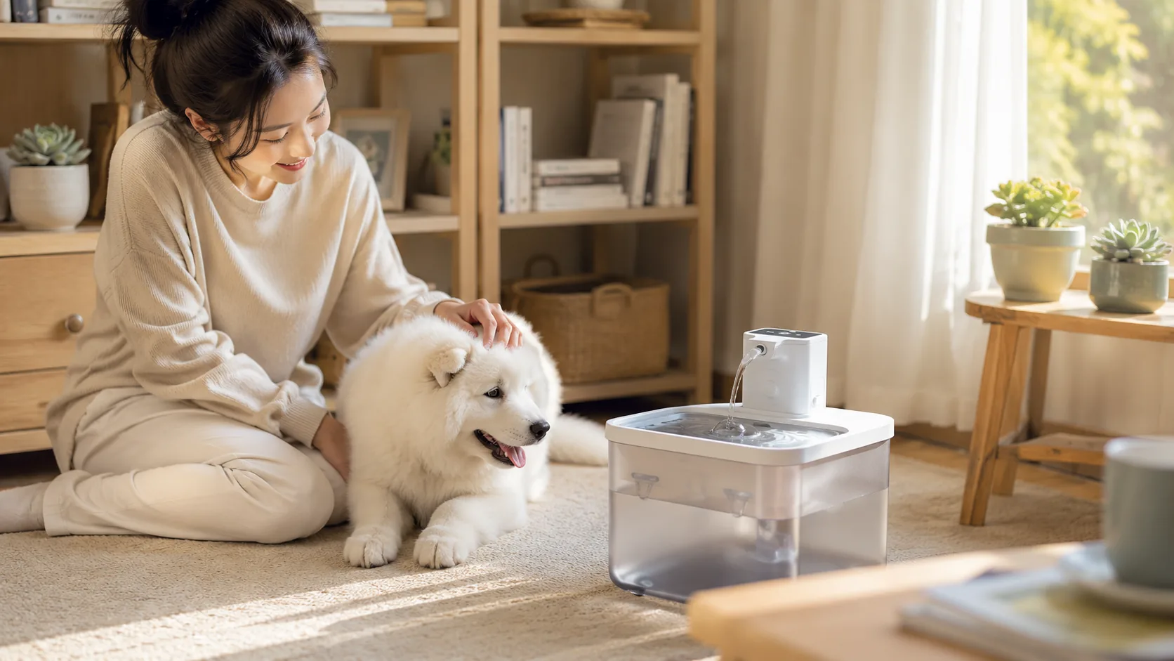 GuardHound 智能循环活水饮水机 · 晨间法式阳台的宁静 · GuardHound DOG