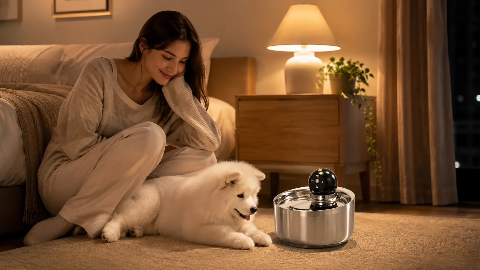 GuardHound不锈钢智能饮水机 · 夜晚温馨时刻 · GuardHound DOG