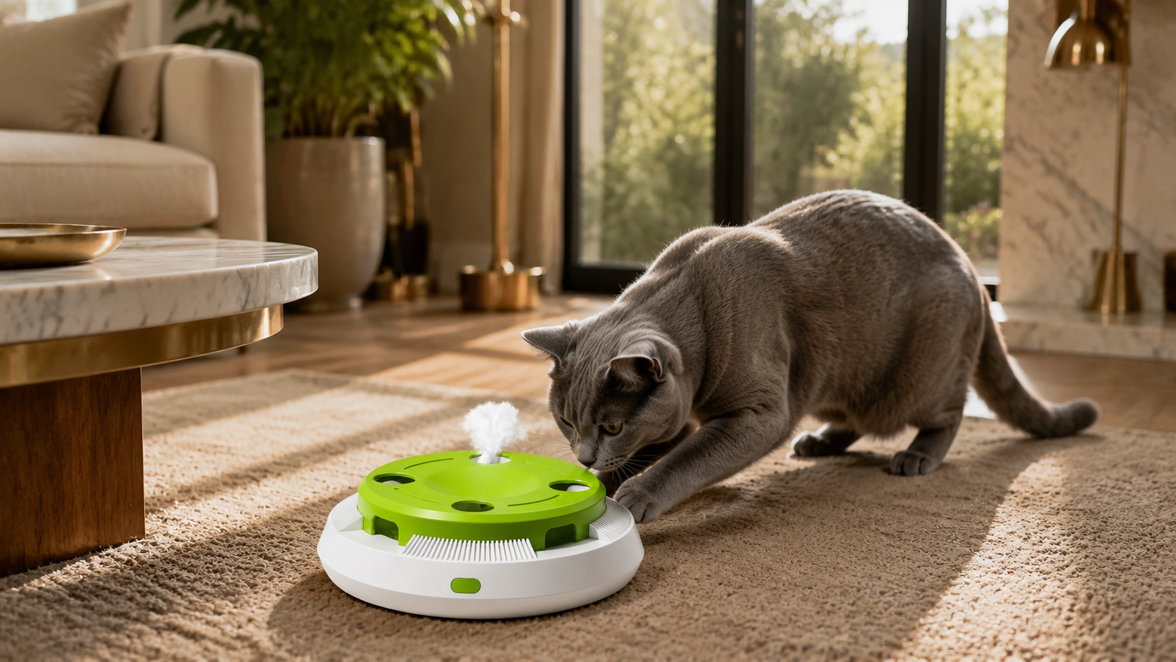 智能电动猫转盘逗猫玩具 · 食品级塑料 · GuardHound