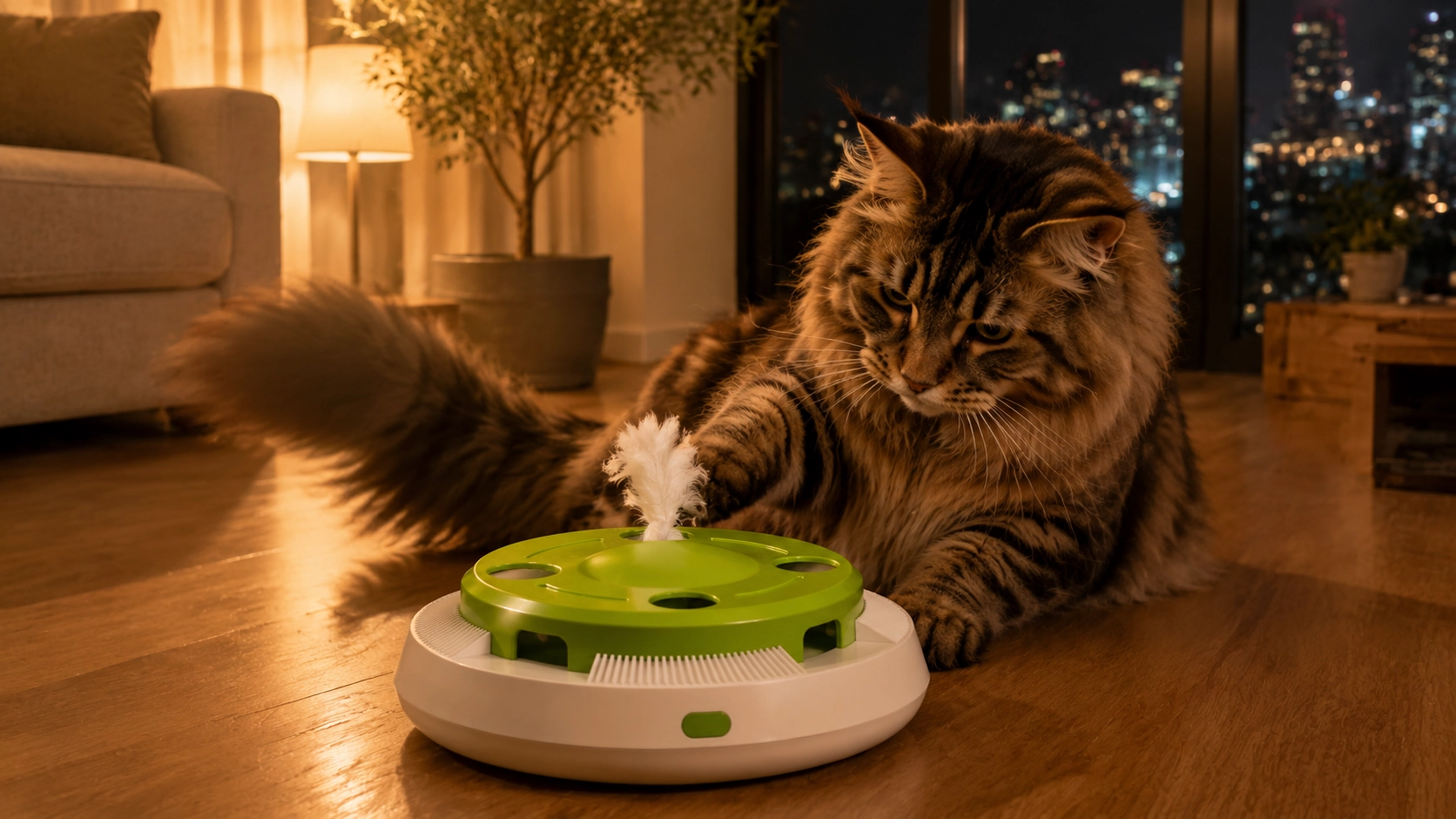 智能电动猫转盘逗猫玩具 · 夜晚静谧陪伴 · GuardHound