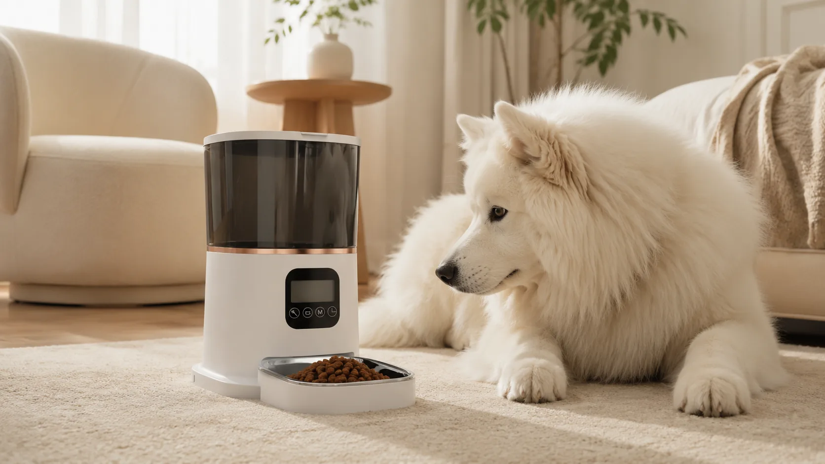 智能双碗宠物喂食器 · 简约设计融 · GuardHound DOG