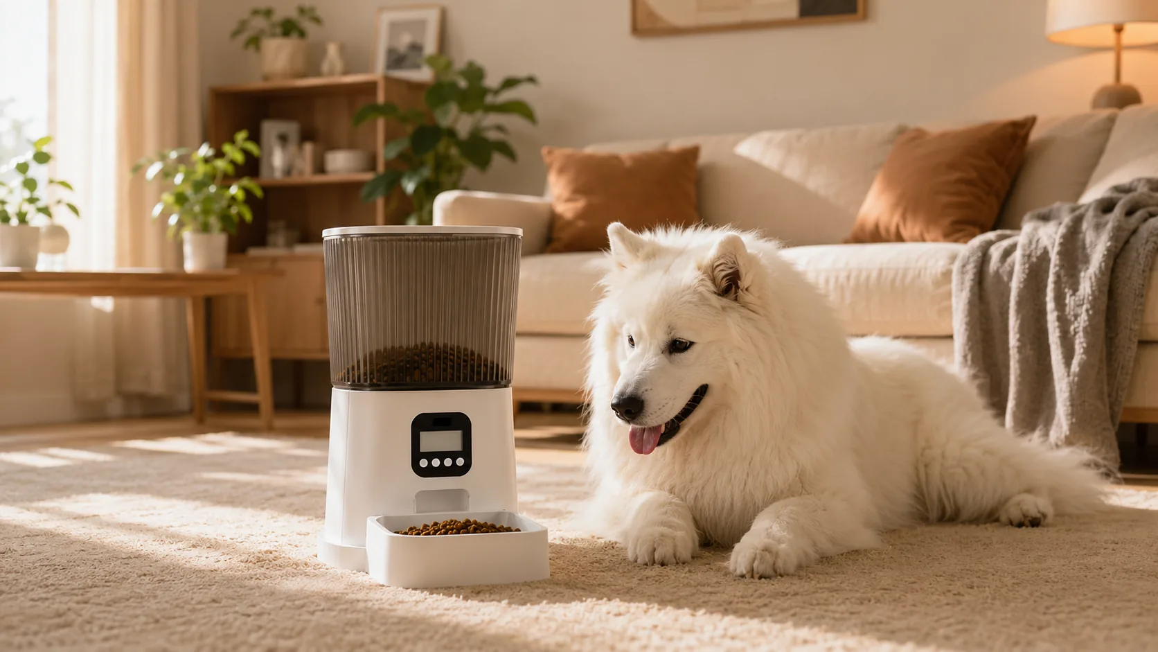 智能宠物喂食器 · 周末早晨的互动时刻 · GuardHound DOG