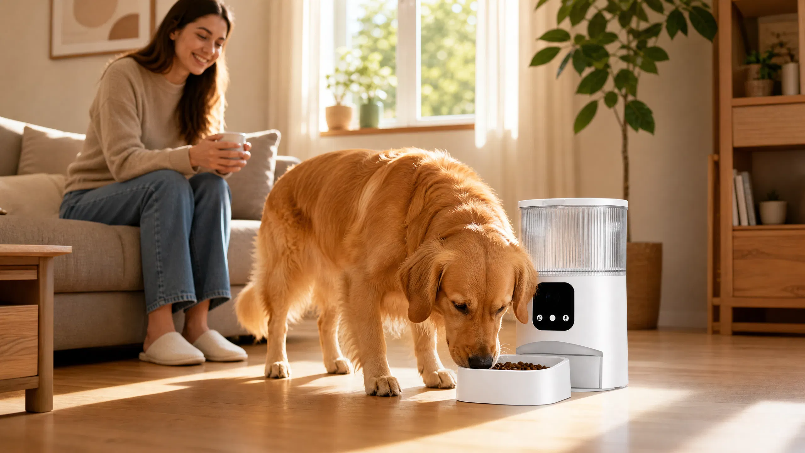 GuardHound 智能喂食器 GH-F1 · 书房羊毛地毯上的悠闲时光 · GuardHound DOG