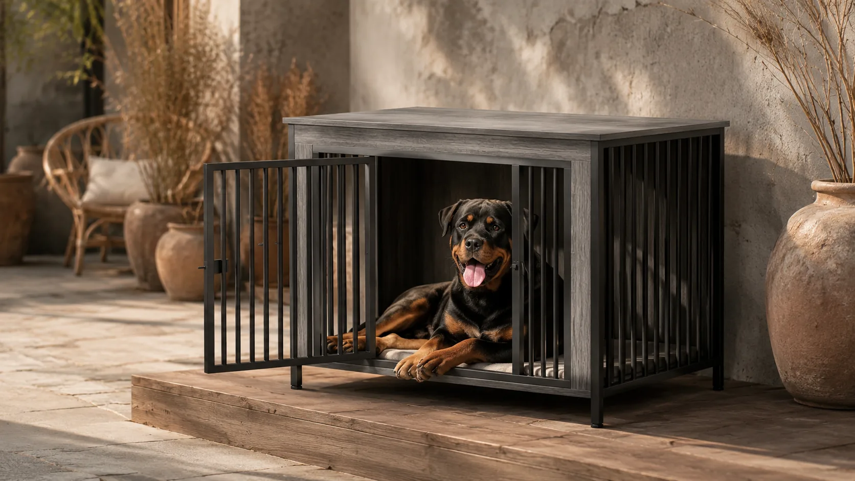 简约木质双门宠物笼 · GuardHound DOG