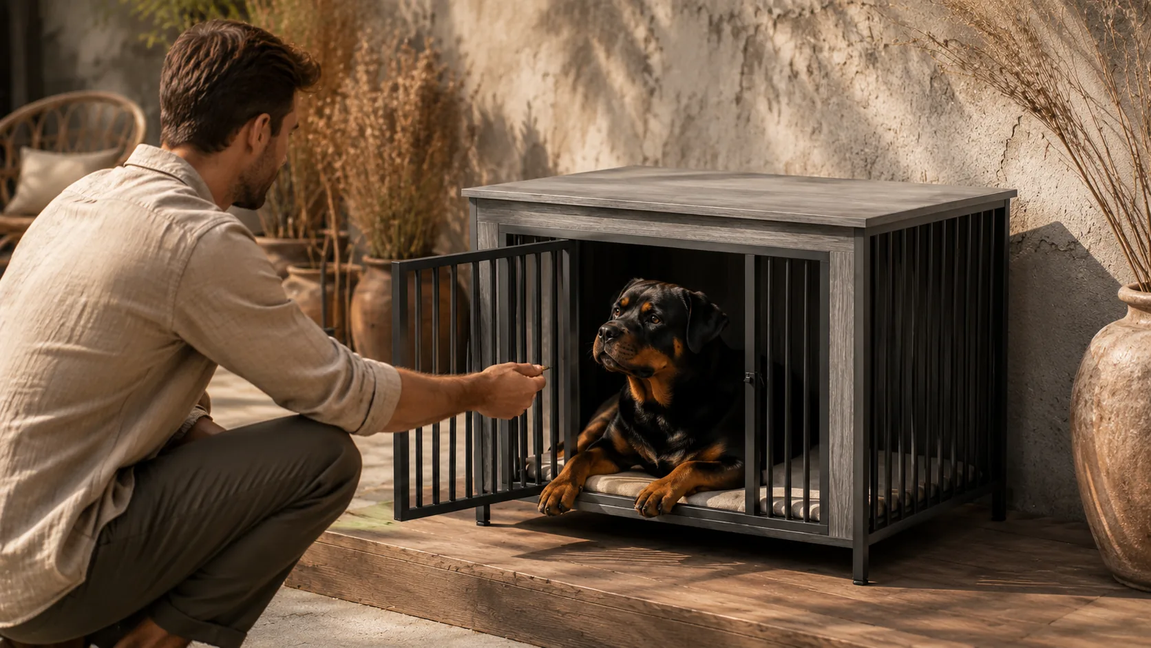 简约木质双门宠物笼 · 厨房午后 · GuardHound DOG
