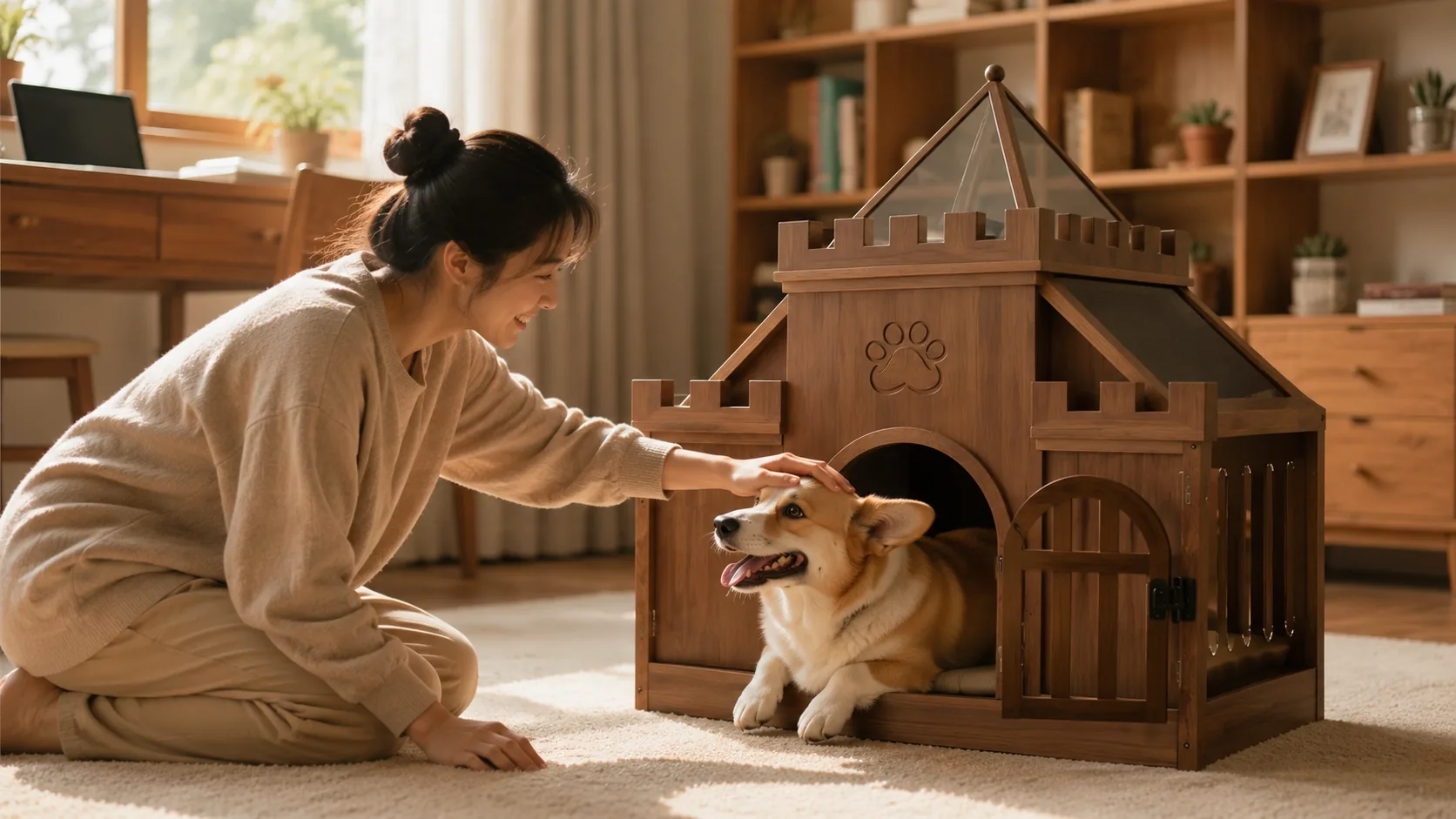 城堡造型实木宠物窝 · 客厅晨光 · GuardHound DOG