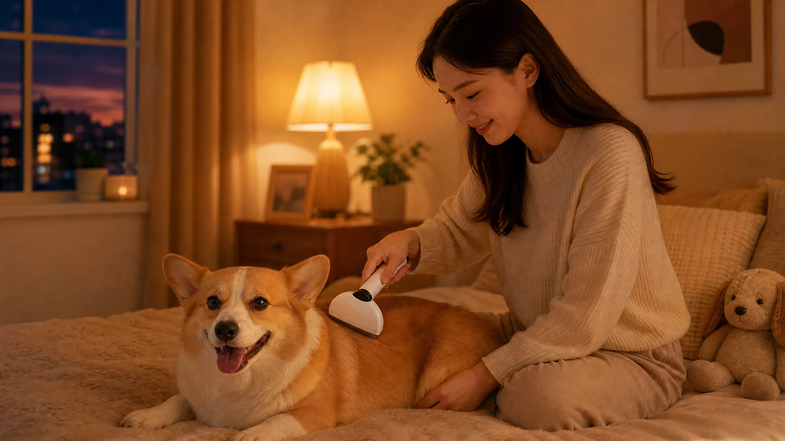 多功能宠物梳子打薄梳粘毛器二合一 · 夜晚沙发粘毛 · GuardHound DOG