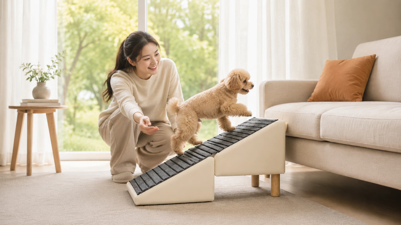 可折叠宠物坡道 · 客厅晨光 · GuardHound DOG