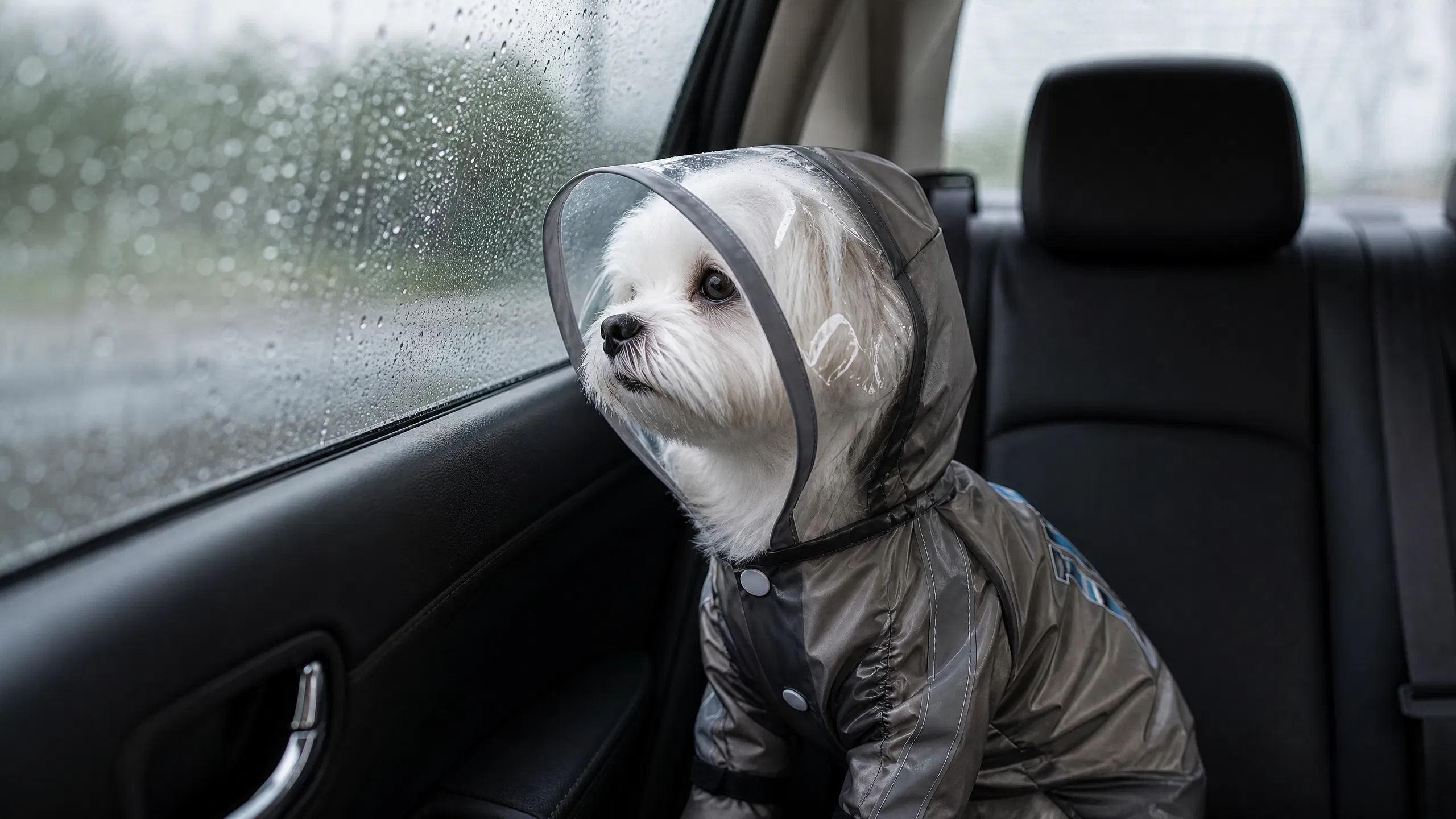 狗狗雨衣可牵引四脚包尾防水 · 雨后公园散步 · GuardHound DOG