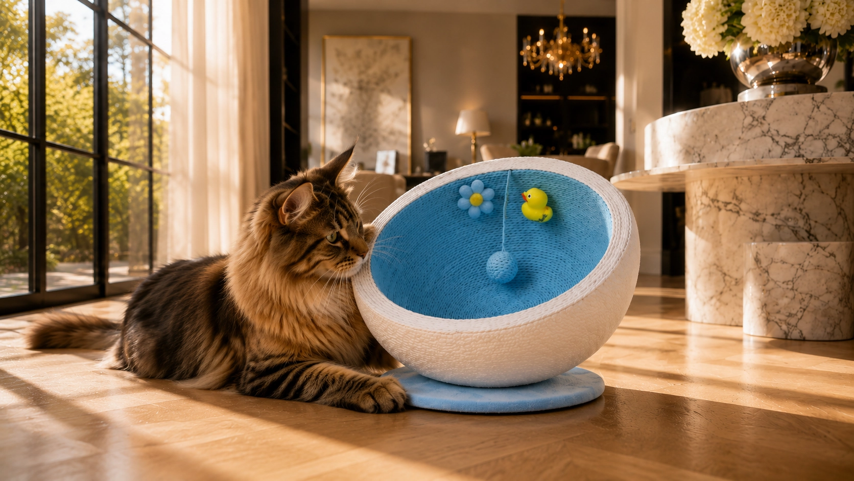 半圆蛋壳猫窝 · 阳光房阅读角的缅因猫 · GuardHound