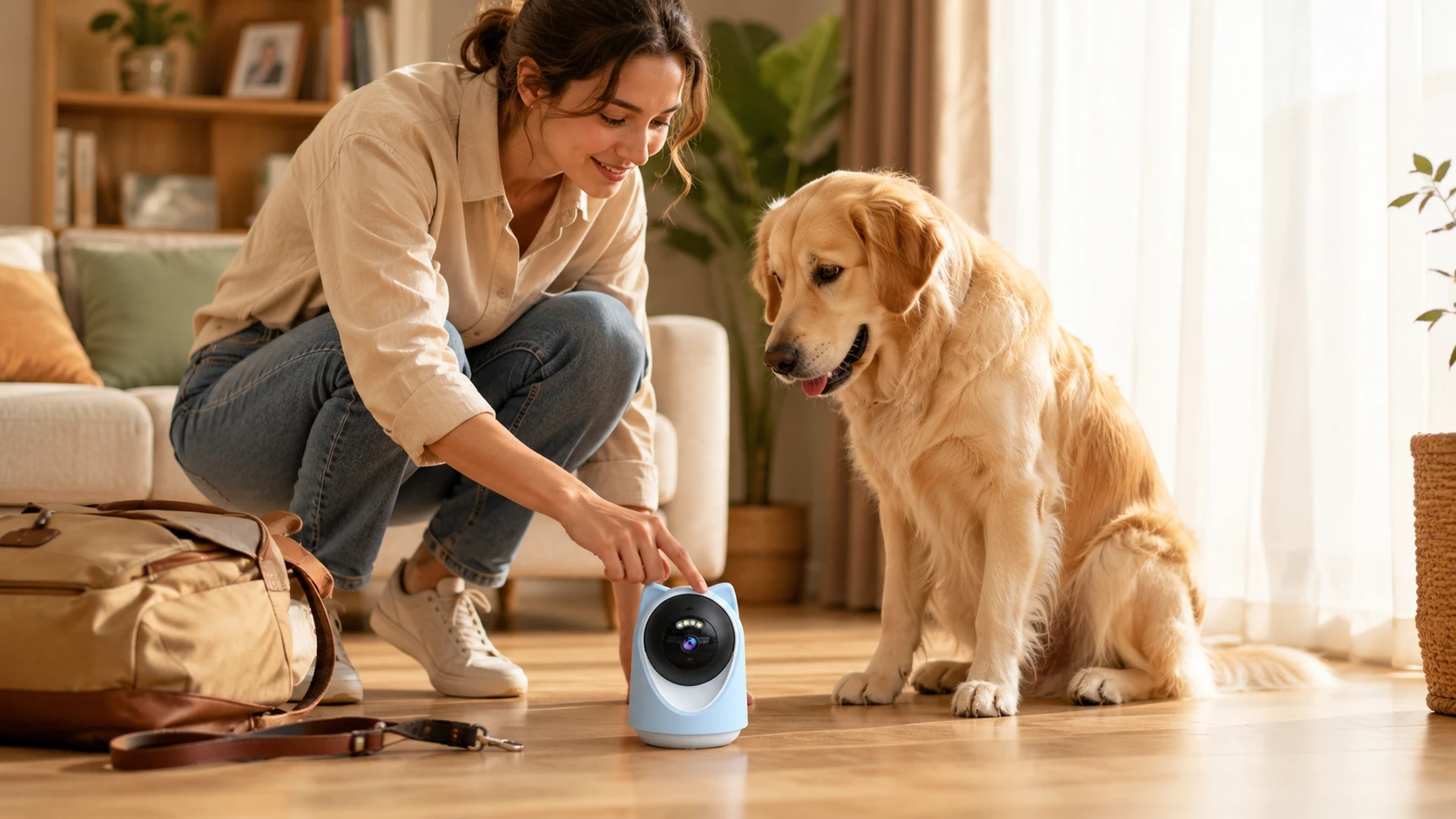 猫耳AI识别追踪爱宠激光逗宠监控器 · 午后书房互动 · GuardHound DOG