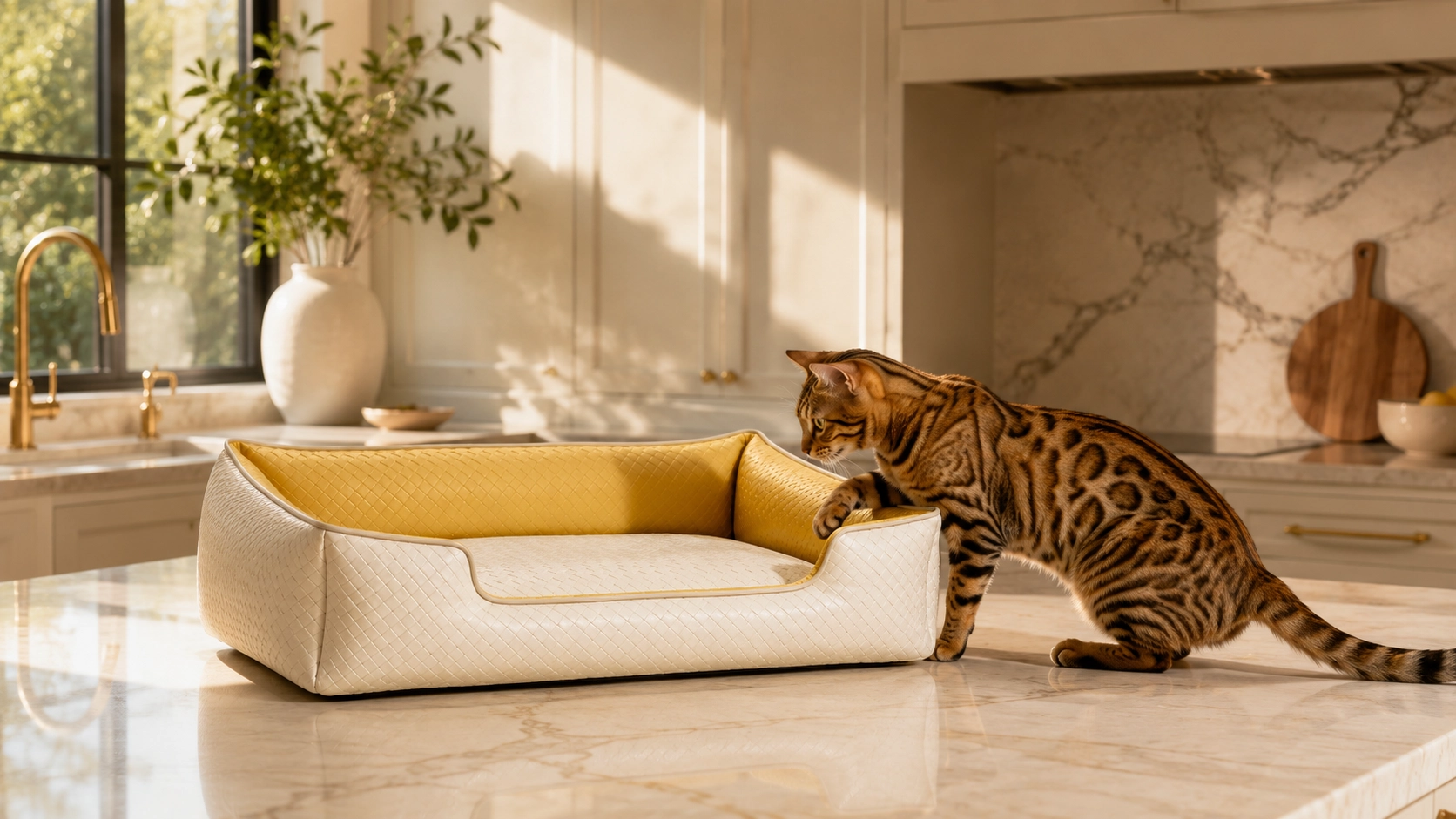 皮革菱形绗缝猫窝 · 午后金色时光猫窝 · GuardHound