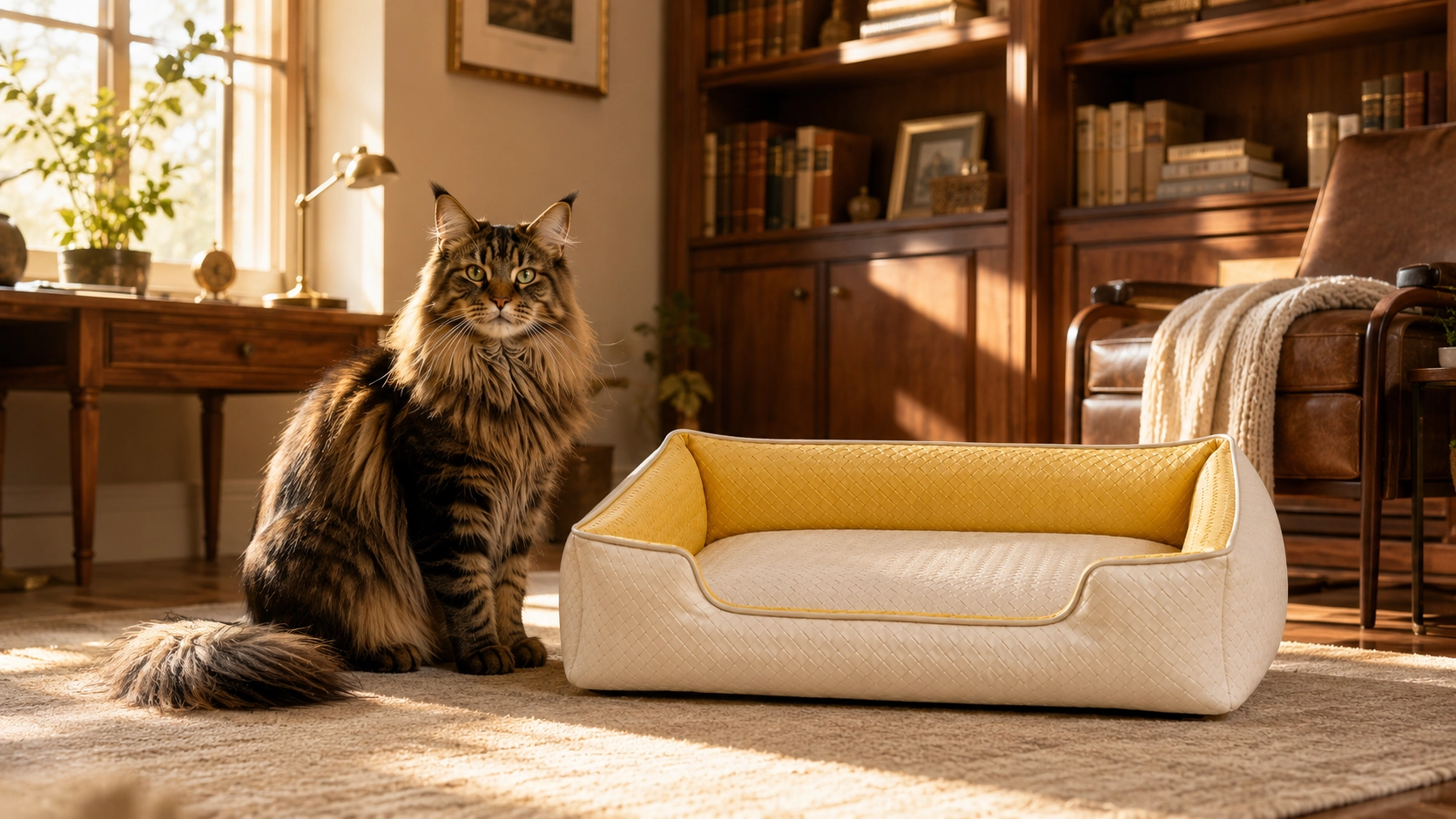 皮革菱形绗缝猫窝 · 书房阅读角猫窝 · GuardHound