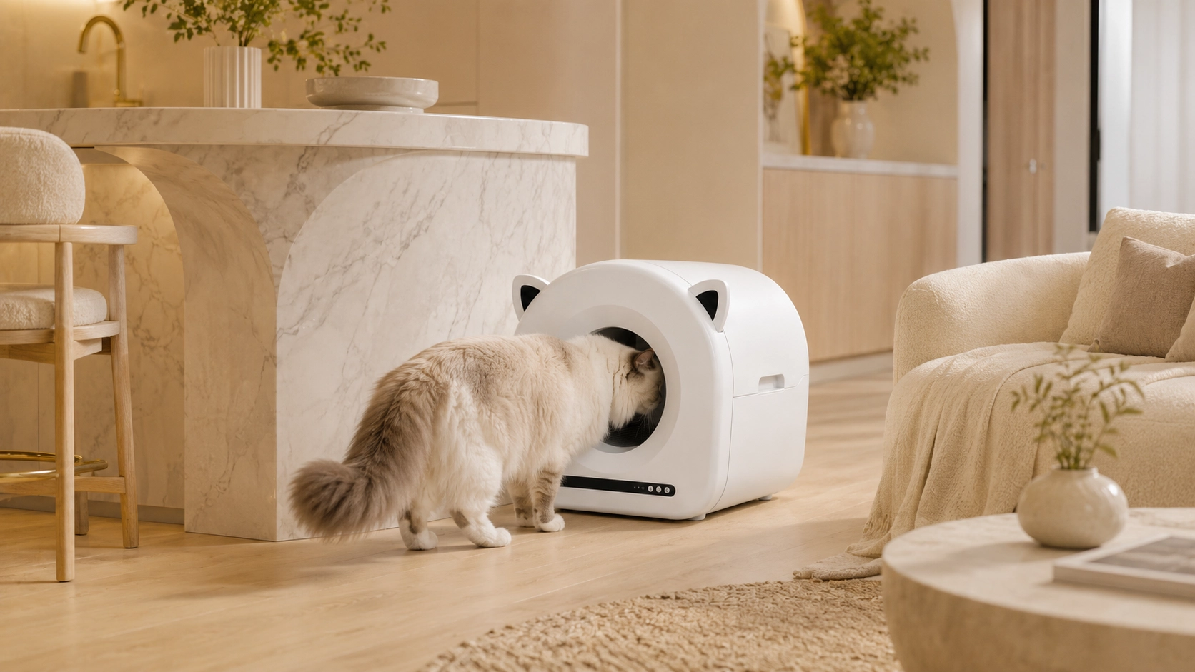猫耳造型智能猫砂盆 · 晨光中的猫咪 · GuardHound