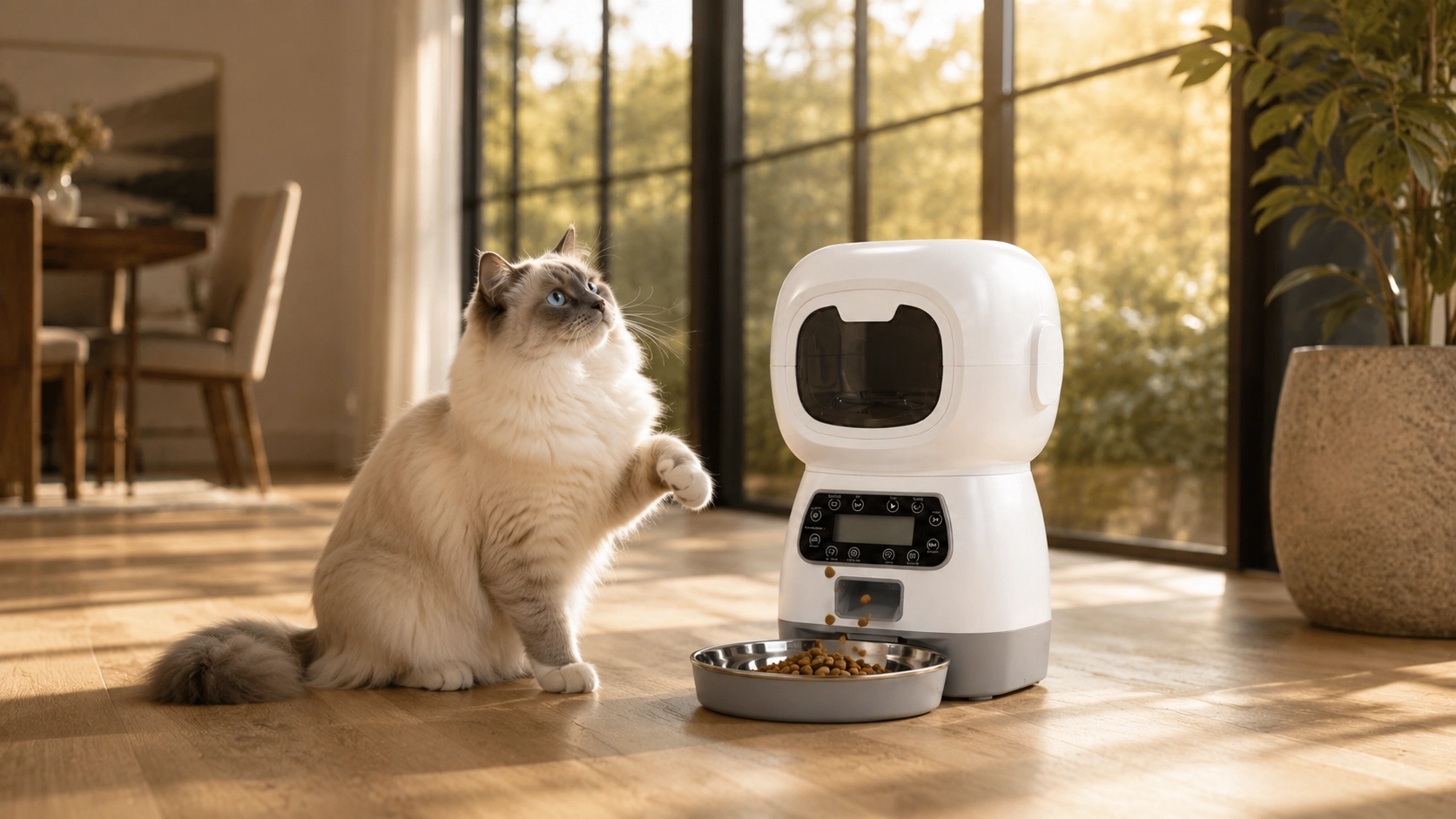 机器人造型按键喂食器 · 纯净奶霜白 · GuardHound