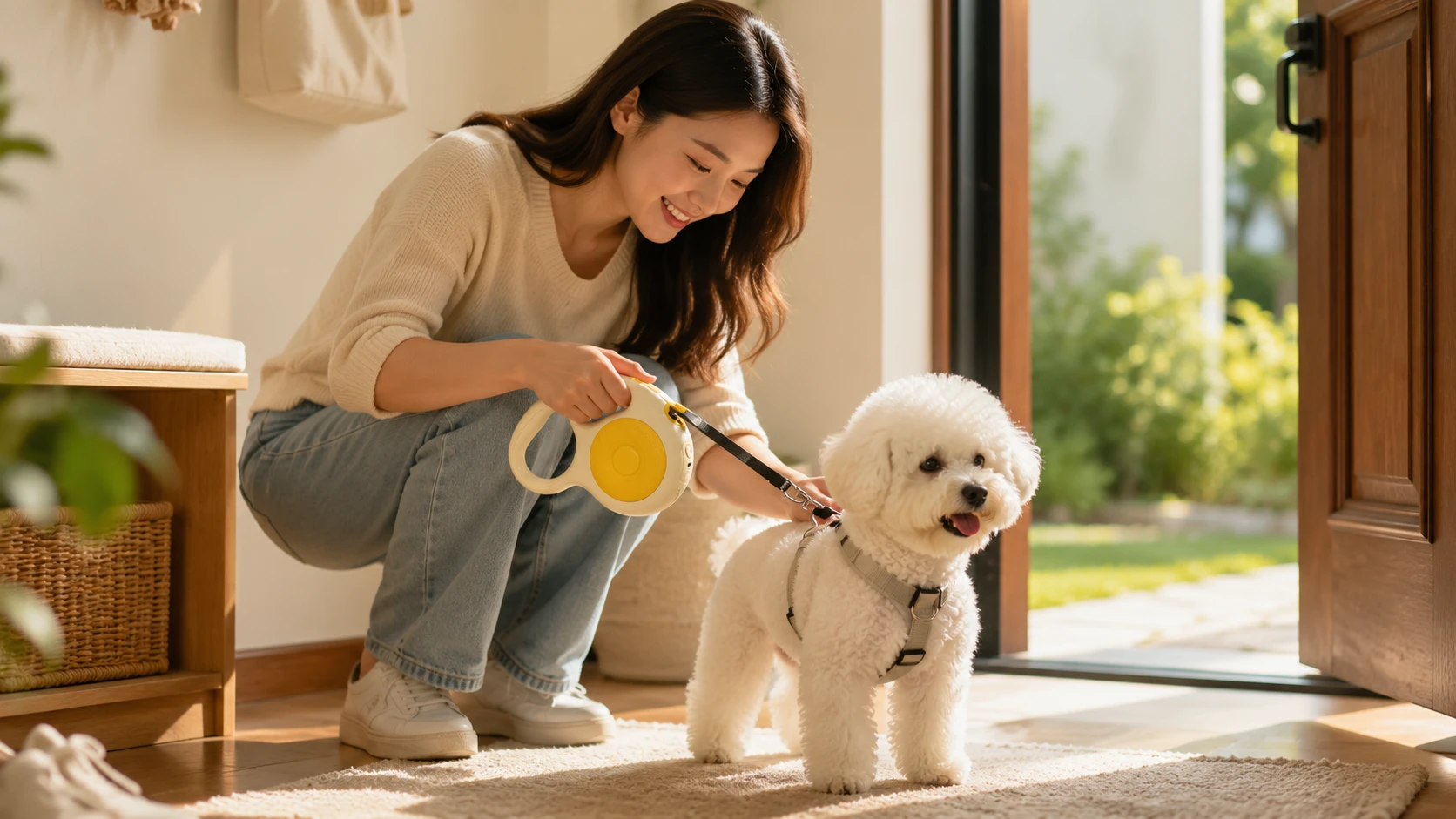 防爆冲狗绳遛狗牵引绳自动收缩器 · 午后客厅的放松时刻 · GuardHound DOG