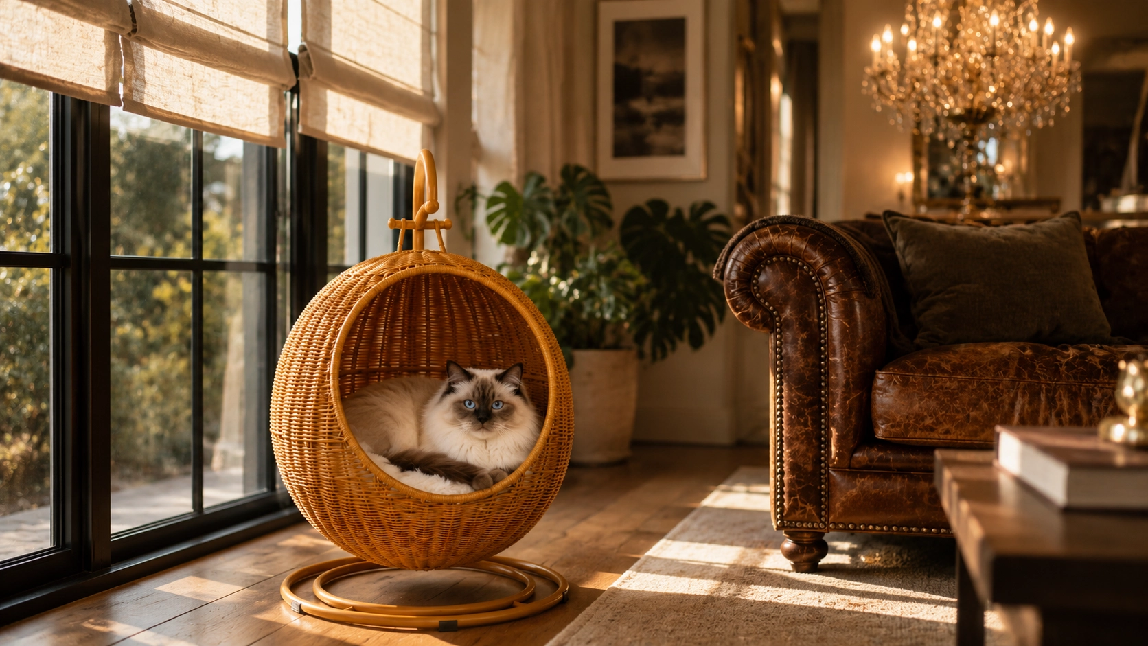 藤编吊篮猫窝 · 焦糖藤棕 · GuardHound