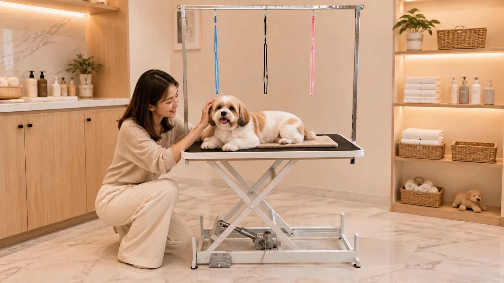 宠物美容台电动升降洗澡修剪造型桌 · 黄昏的洗澡准备 · GuardHound DOG