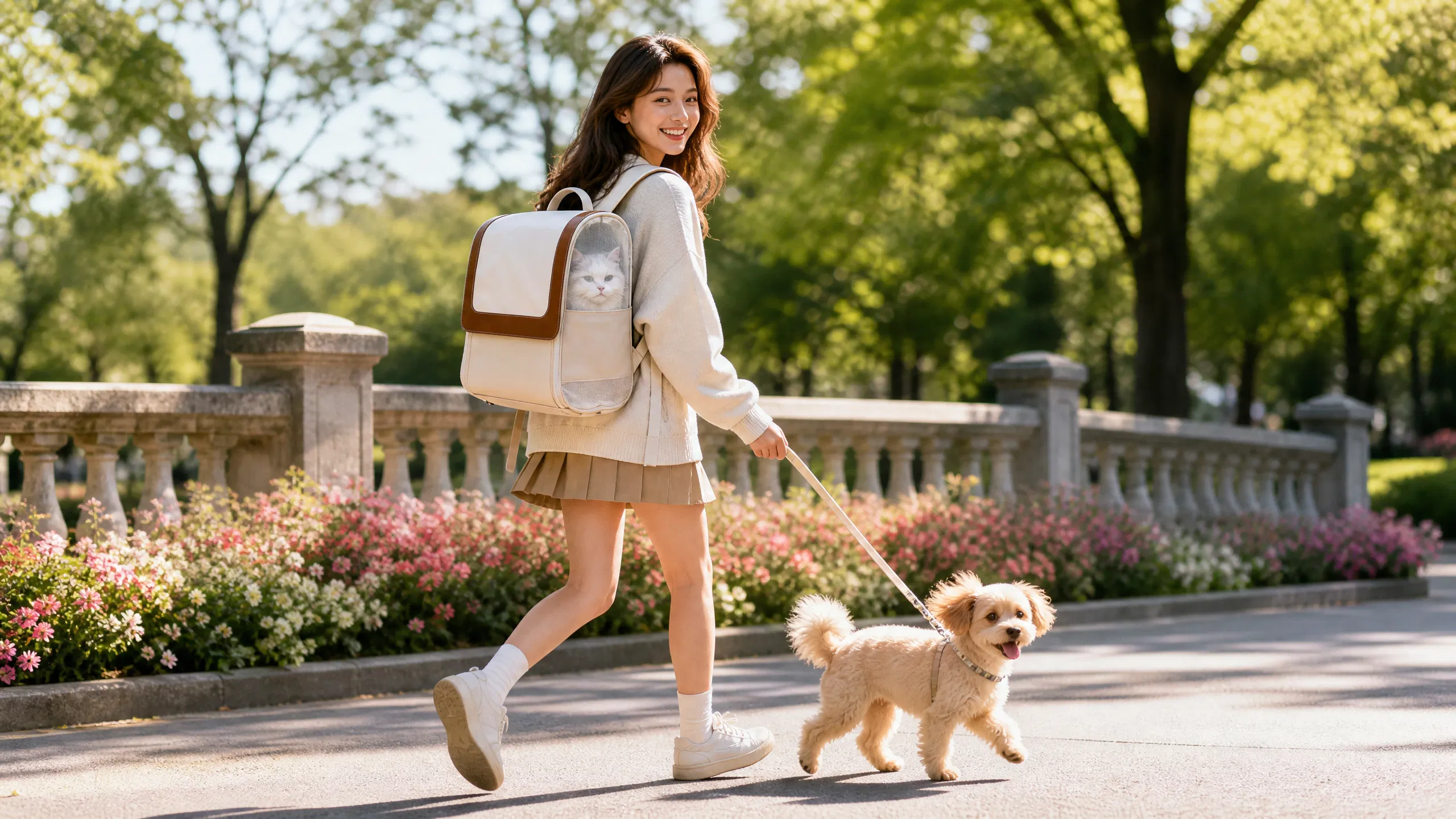 GuardHound 豪华透气宠物背包 · 晨光中的时尚出行 · GuardHound DOG