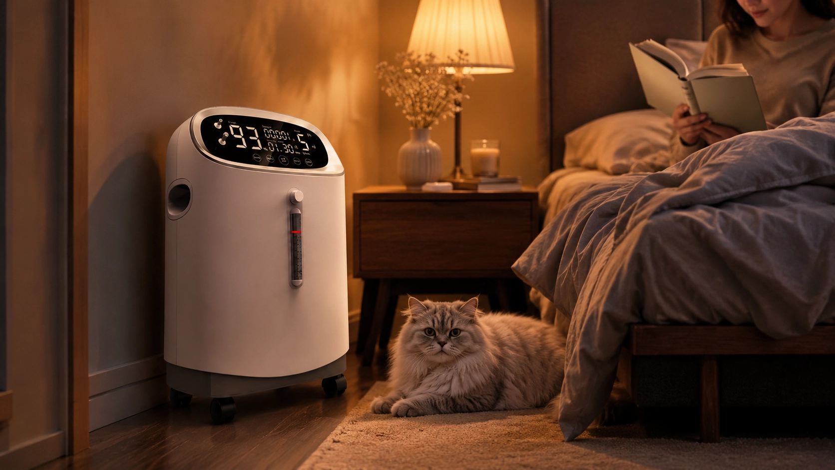5L宠物专用制氧机 · 夜晚波斯猫陪伴 · GuardHound