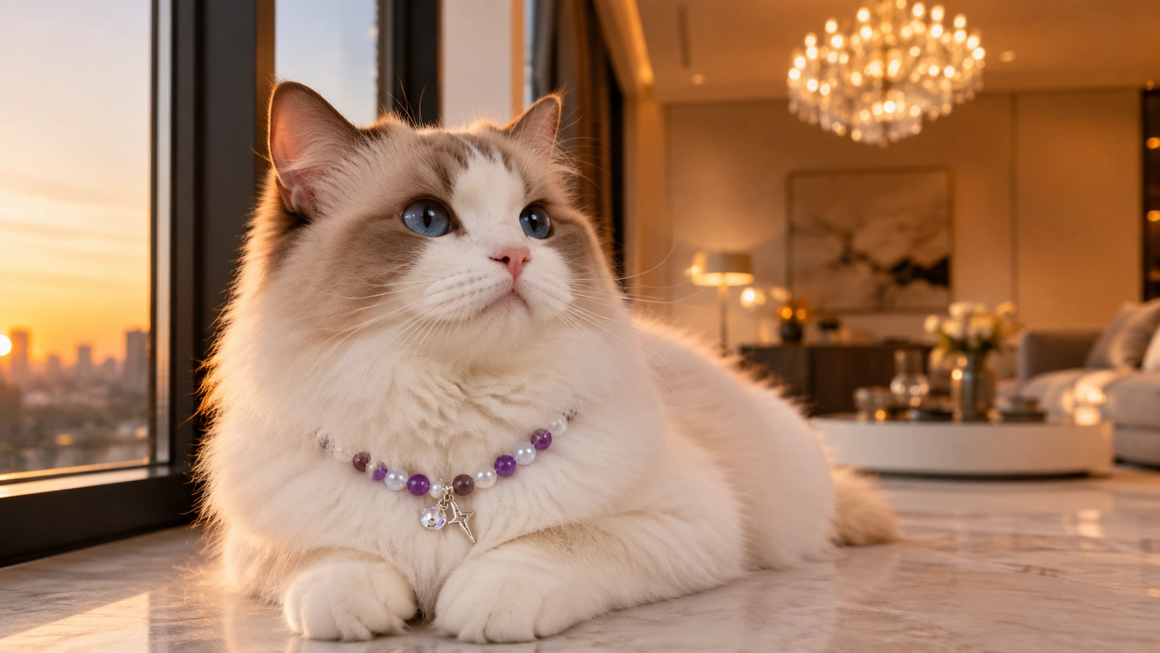 奢华宠物珠宝项链 · 黄昏的布偶猫 · GuardHound