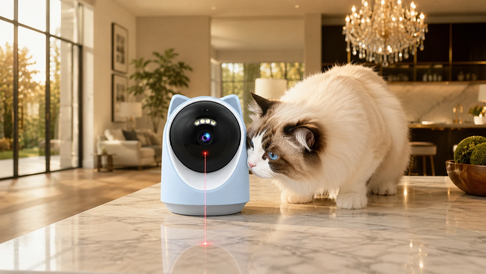 猫耳AI追踪激光逗宠监控 · 猫耳萌趣造型 · GuardHound