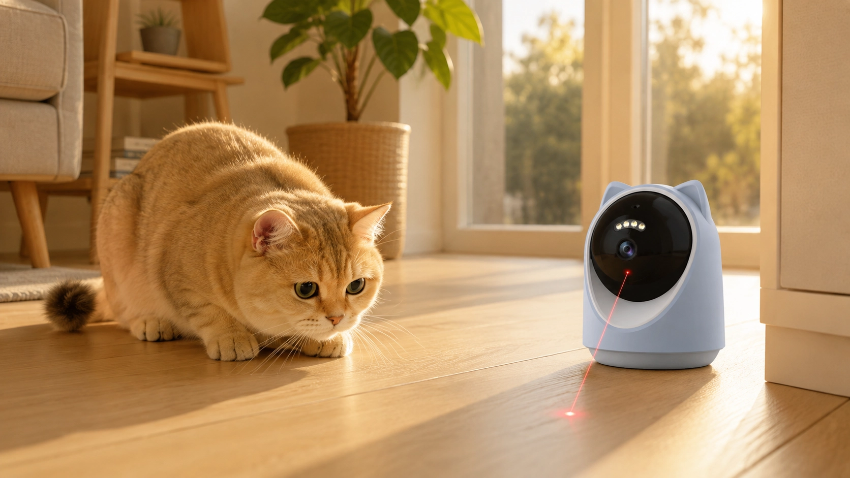 猫耳AI追踪激光逗宠监控 · 客厅晨光逗猫 · GuardHound