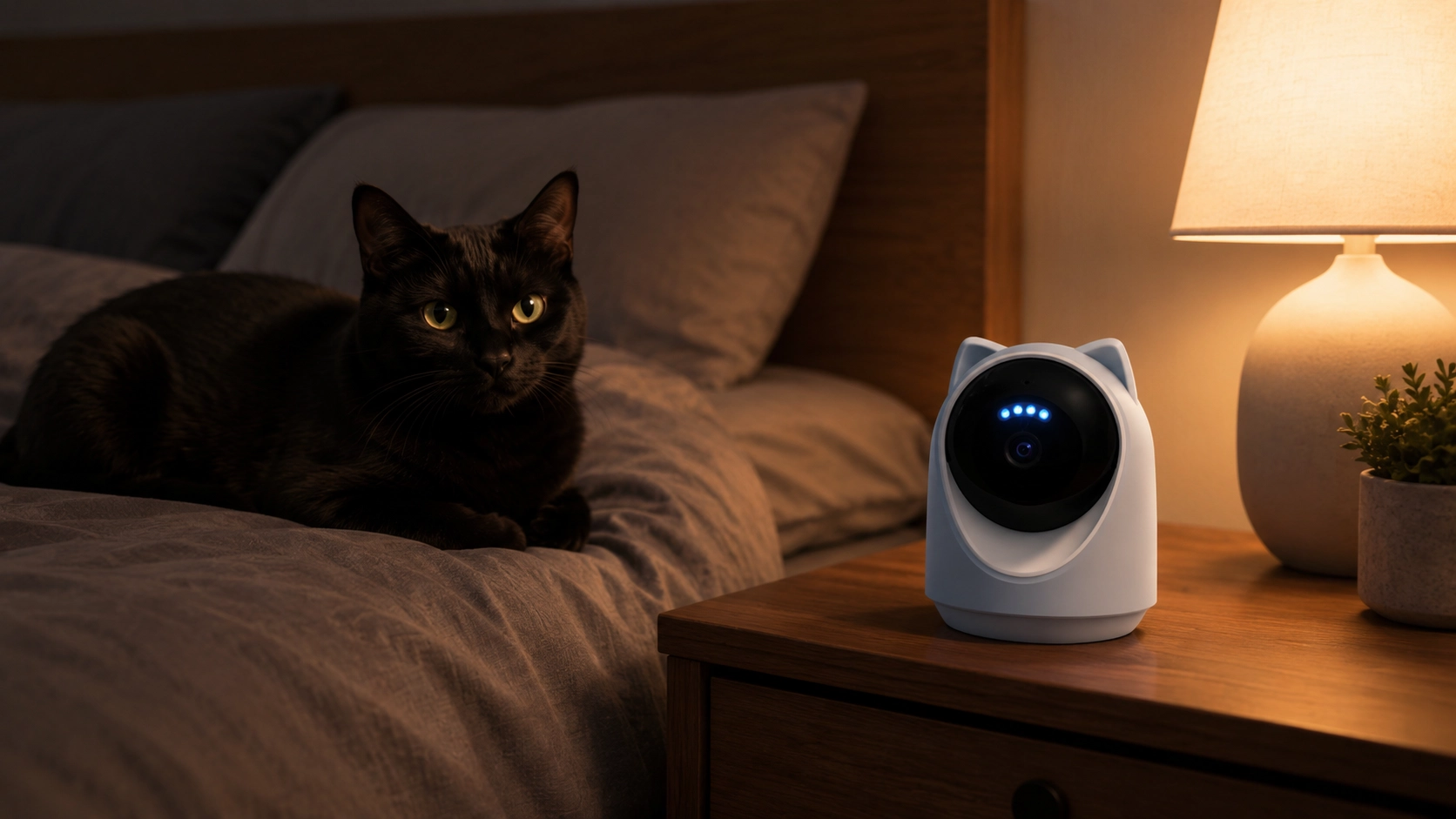 猫耳AI追踪激光逗宠监控 · 卧室夜间守护 · GuardHound