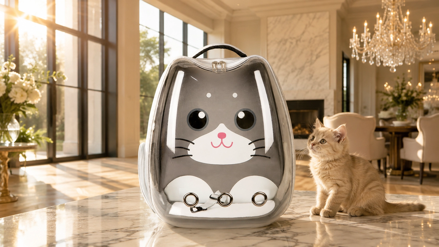 双肩透明卡通猫包 · GuardHound