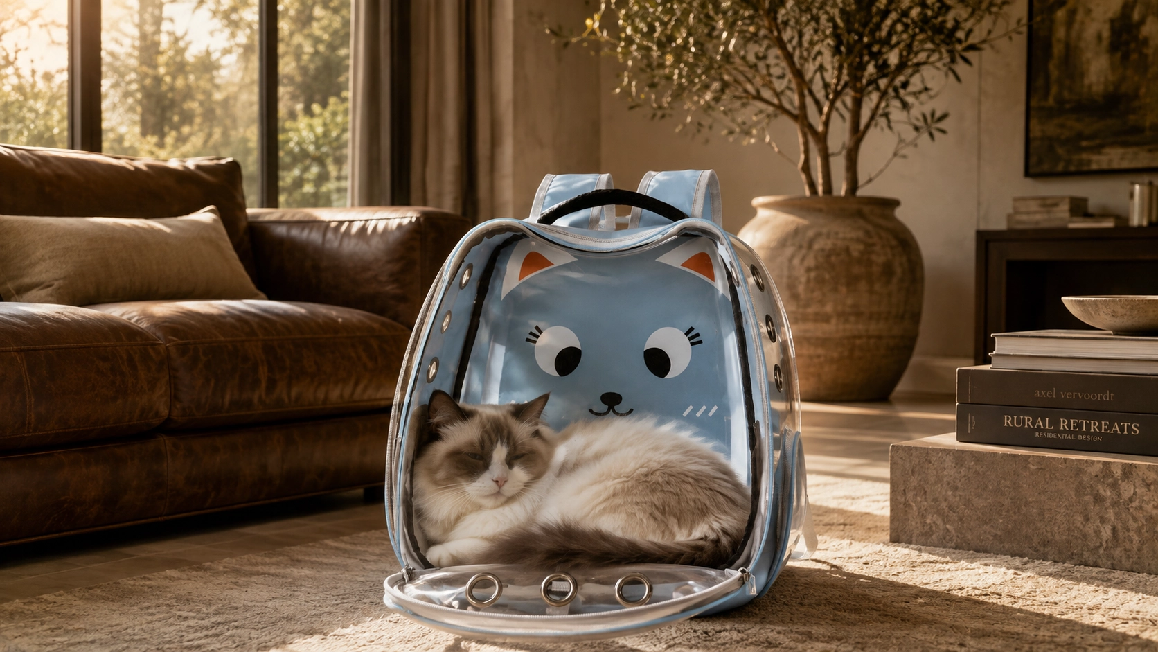 双肩透明卡通猫包 · 午后客厅的悠闲时光 · GuardHound