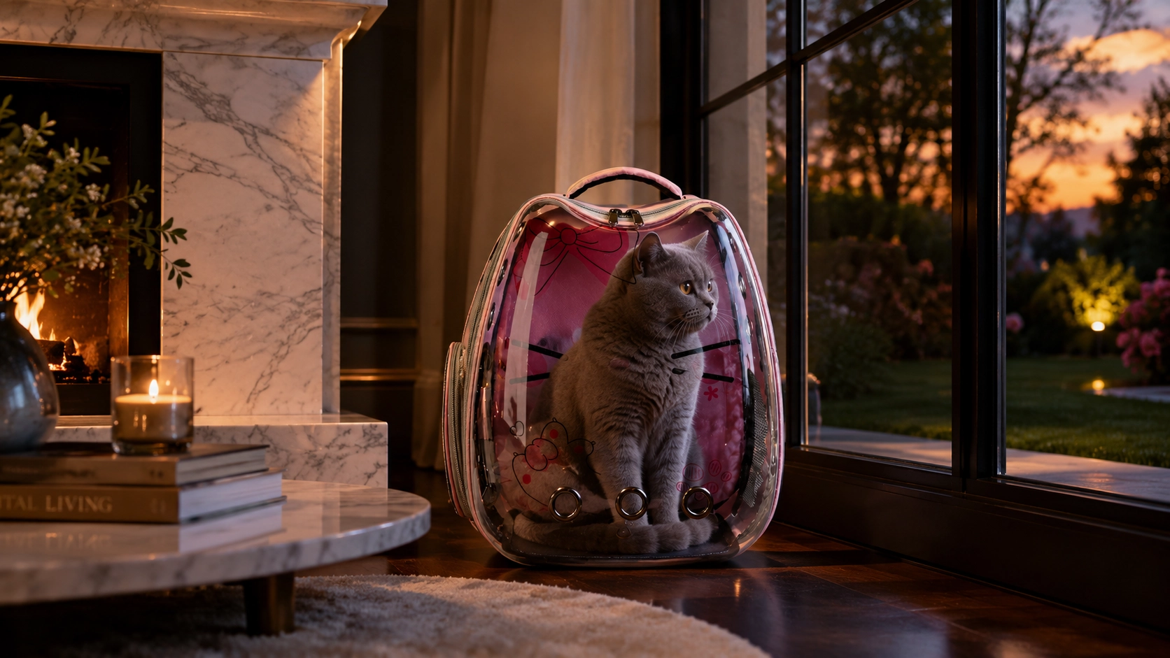 双肩透明卡通猫包 · 黄昏窗边的等待 · GuardHound
