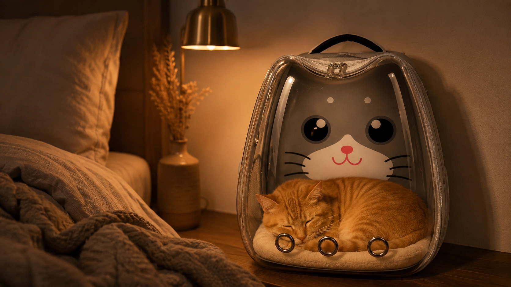 双肩透明卡通猫包 · 夜晚的温馨角落 · GuardHound
