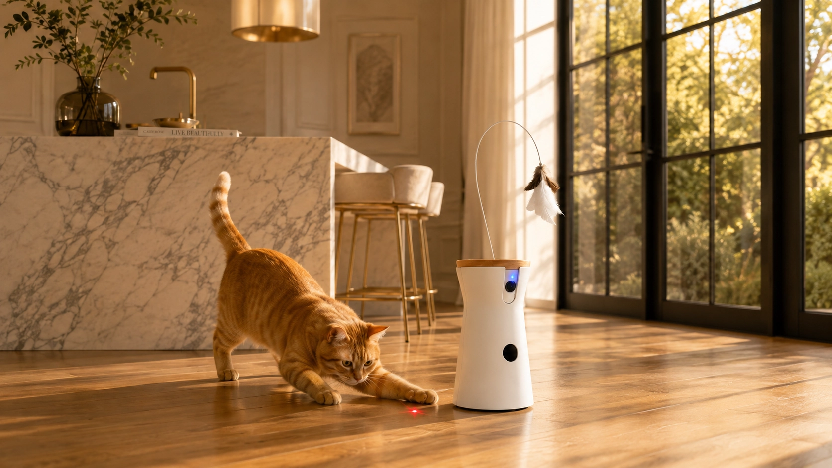 360度AI识别逗猫摄像头 · 午后激光游戏 · GuardHound