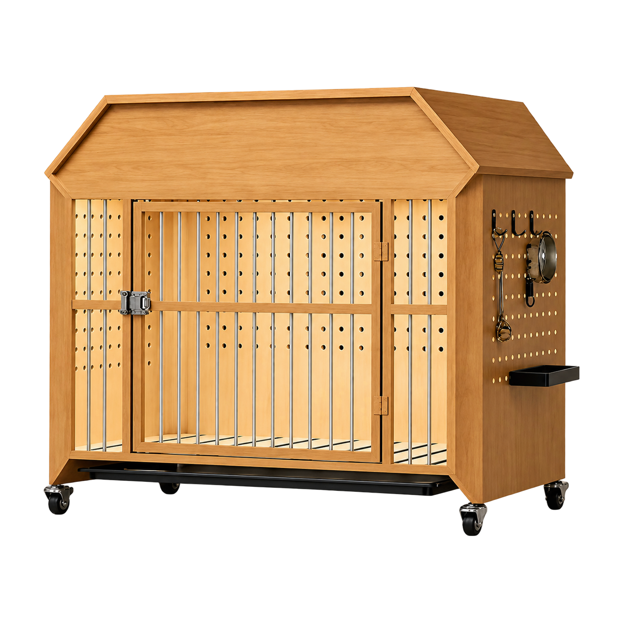 实木小屋式带轮宠物笼 · 产品图片 · GuardHound DOG