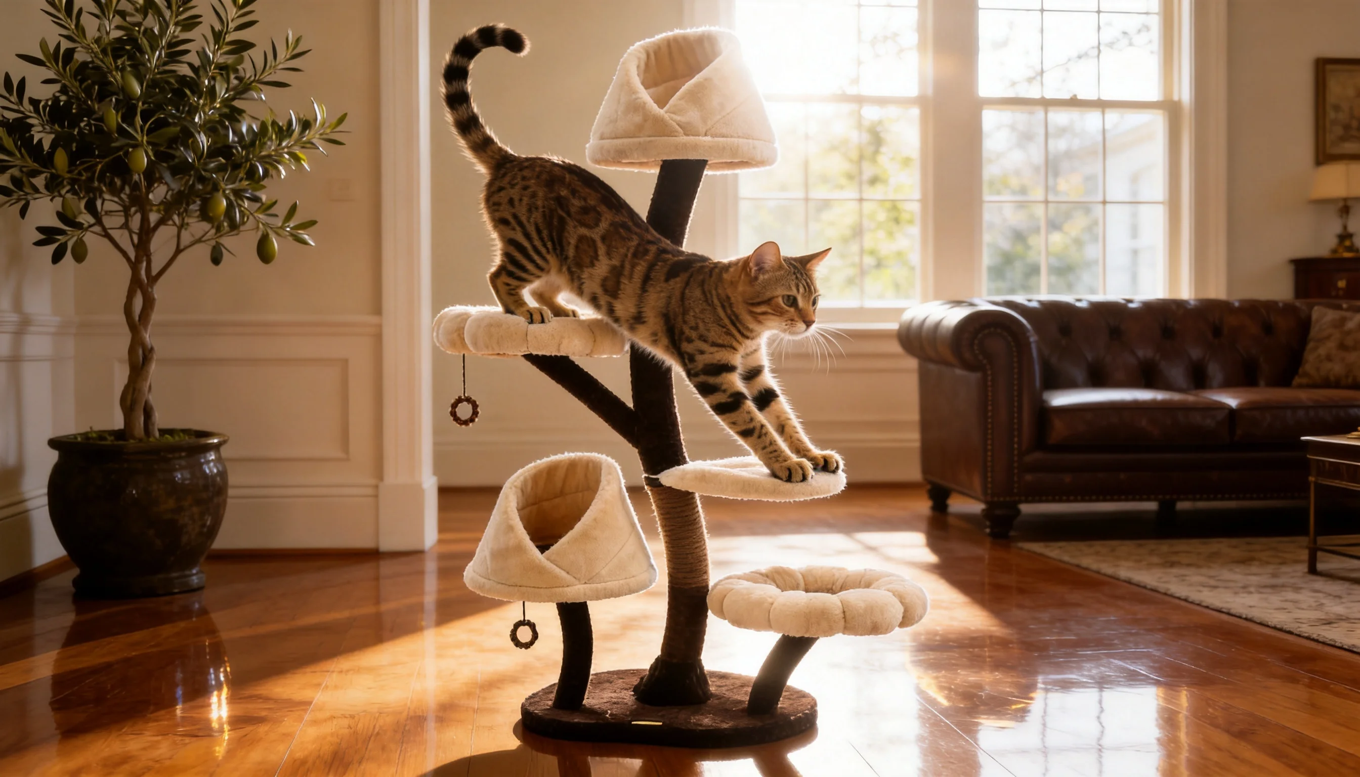 花苞猫爬架 · 午后阳光下的孟加拉豹猫 · GuardHound