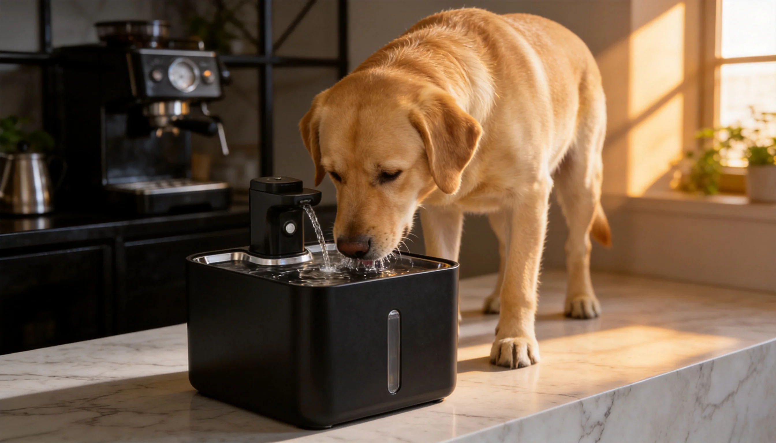 GuardHound 智能循环活水饮水机 · 开放式厨房的晨光 · GuardHound DOG