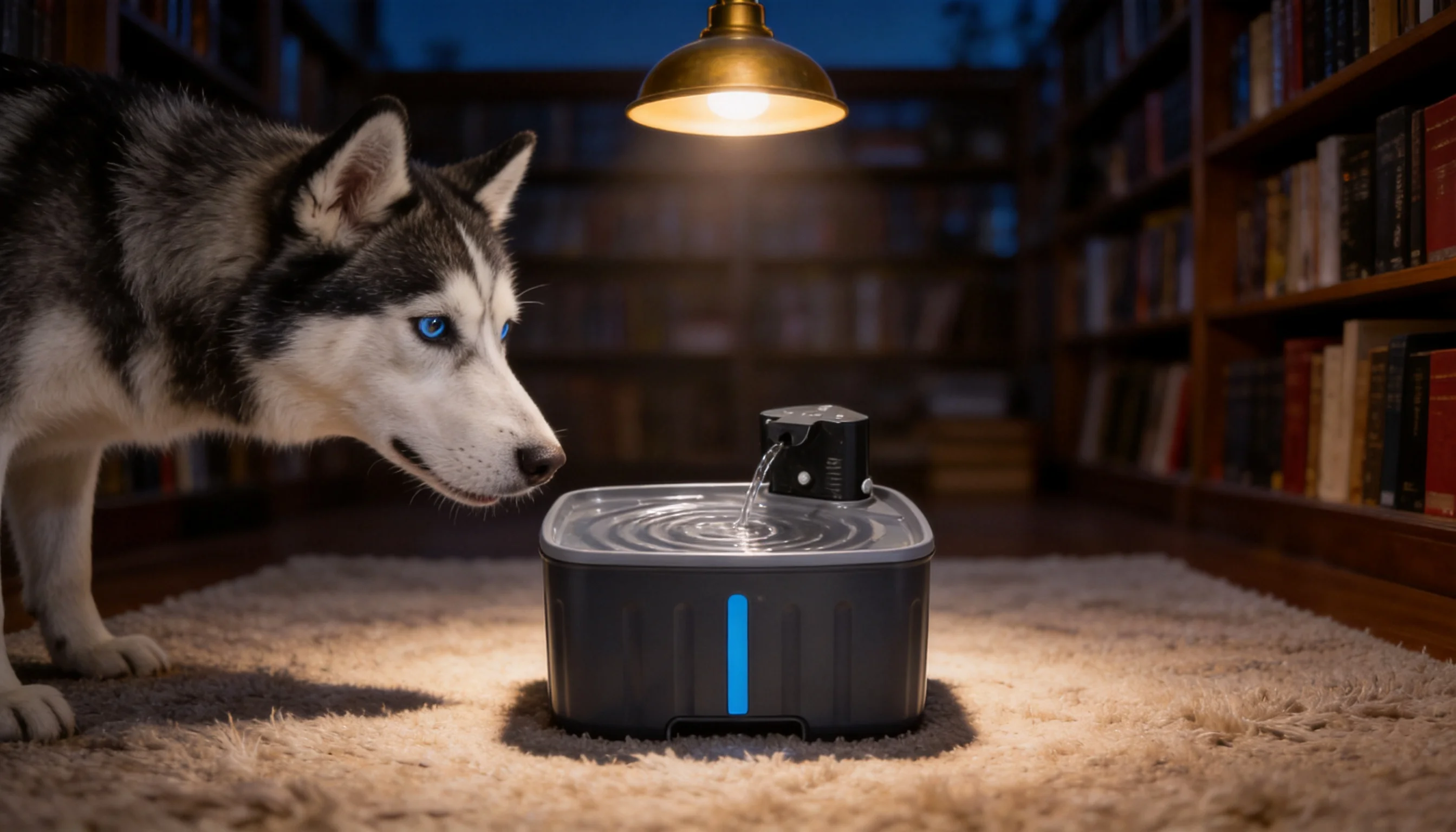 GuardHound 智能循环活水饮水机 · 书房羊毛地毯场景 · GuardHound DOG