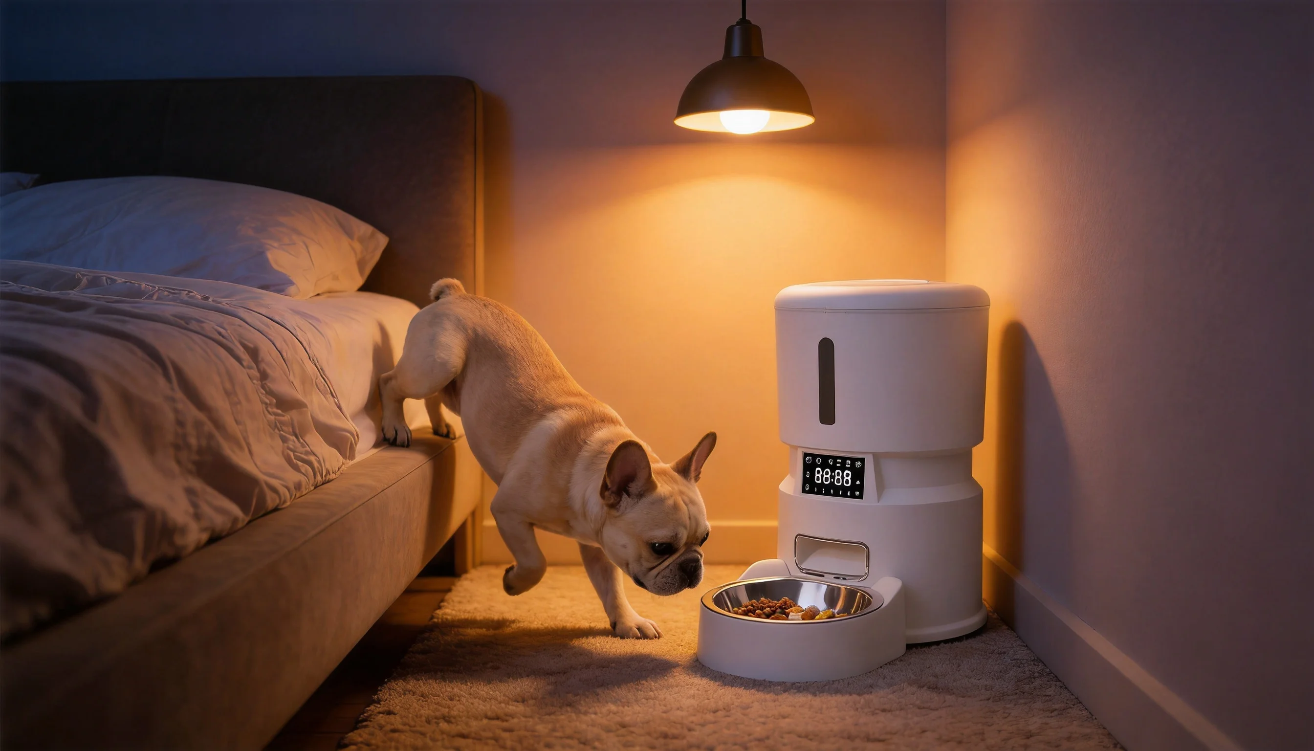 智能定时定量宠物喂食器 · 深夜卧室的安心夜宵 · GuardHound DOG