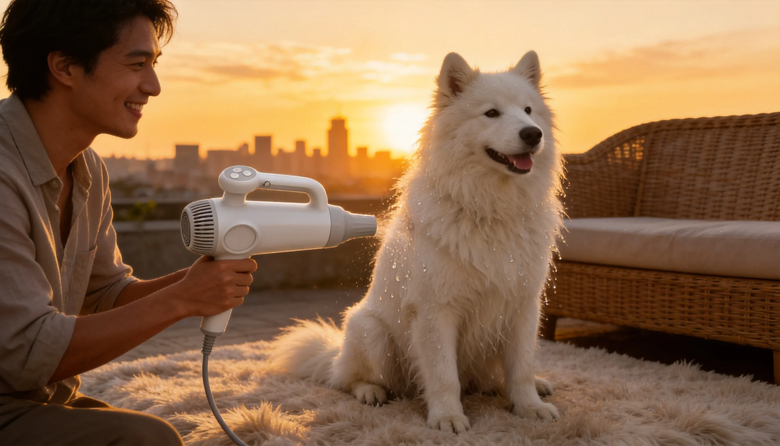 GuardHound智能吹水机 · 傍晚阳台放松场景 · GuardHound DOG