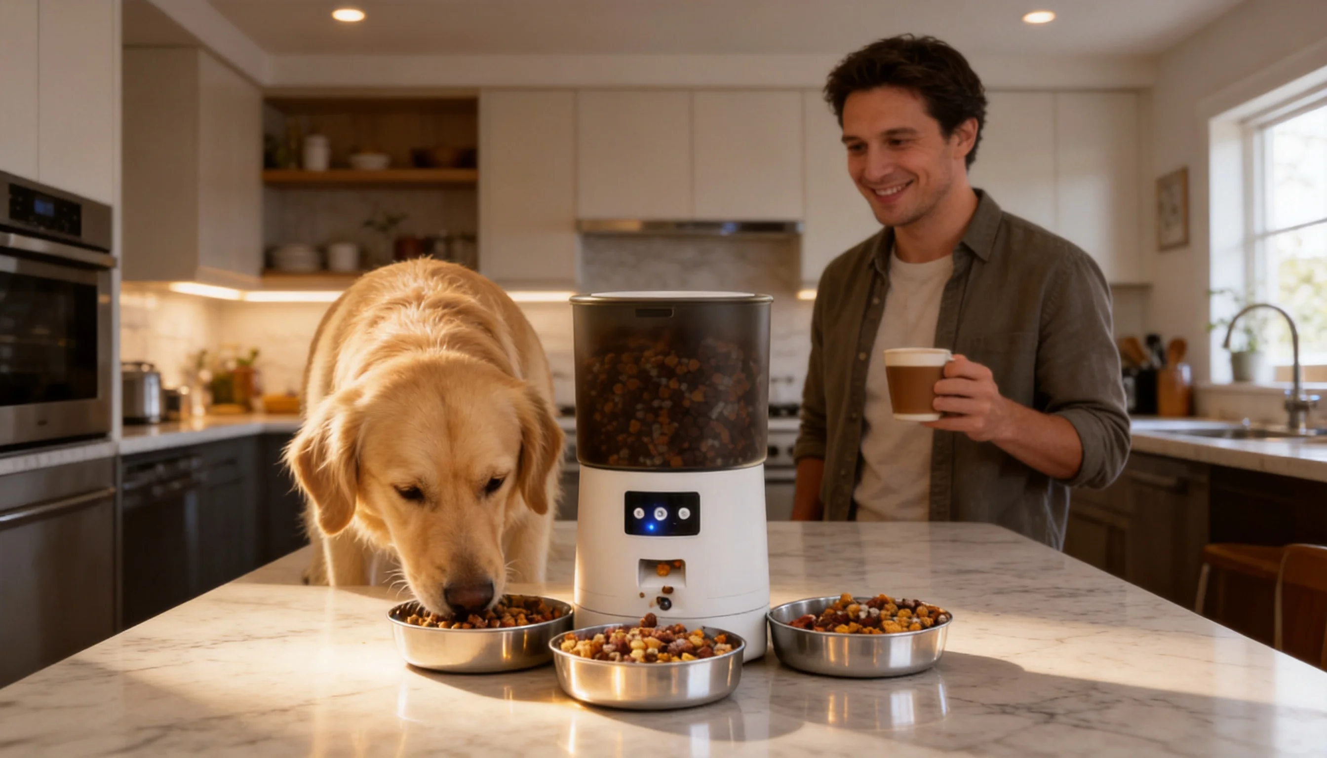 智能多宠喂食器 · 开放式厨房早餐时光 · GuardHound DOG