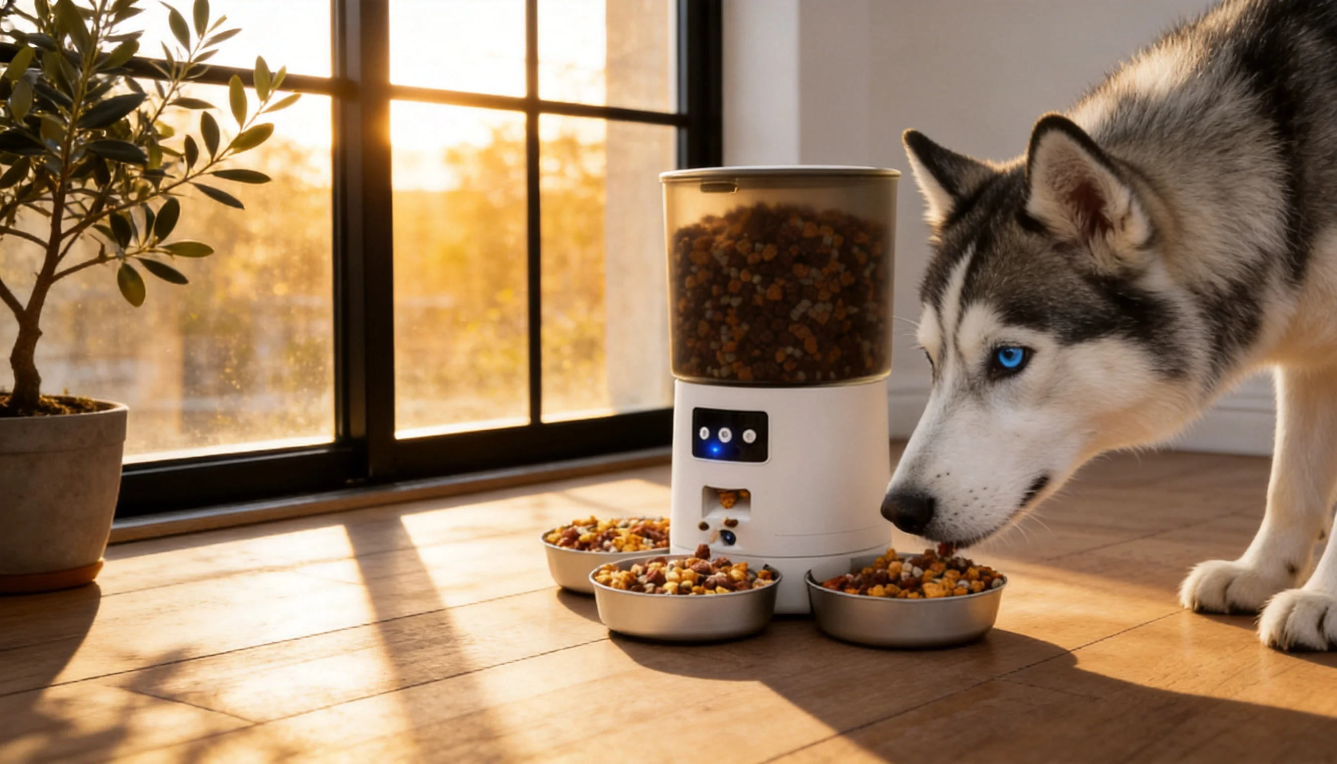 智能多宠喂食器 · 客厅午后阳光喂食 · GuardHound DOG