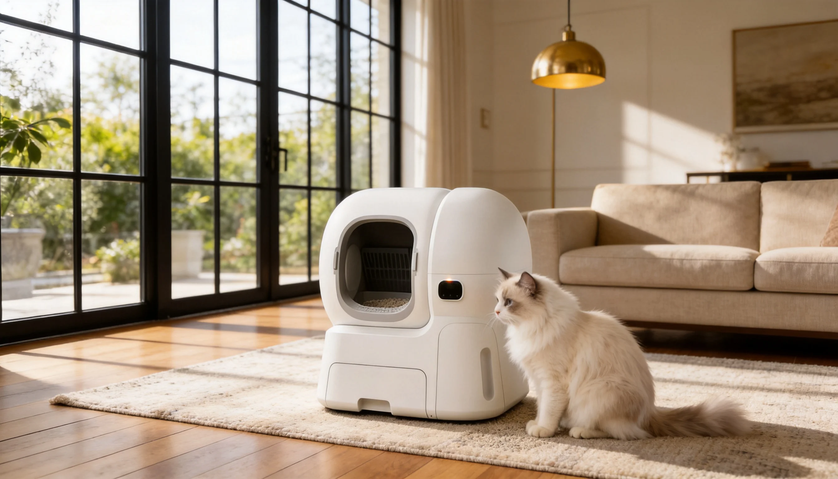 自动补砂猫砂盆 · 纯净云白 · GuardHound