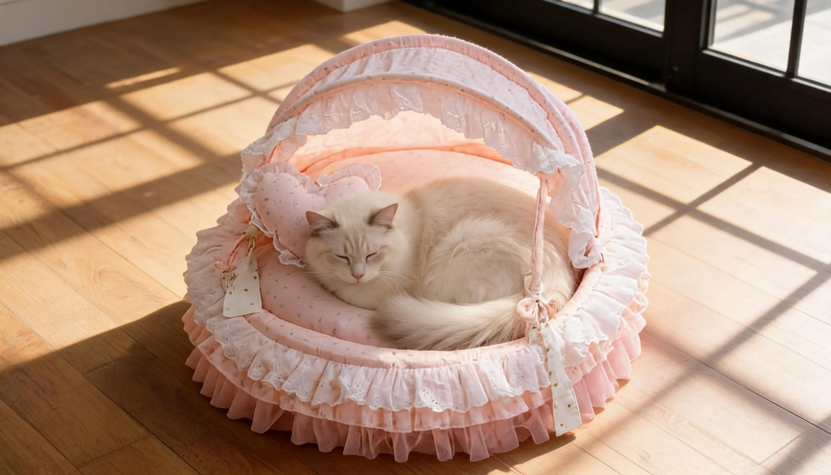 圆形蕾丝顶棚猫窝 · 清晨阳光下的布偶猫 · GuardHound